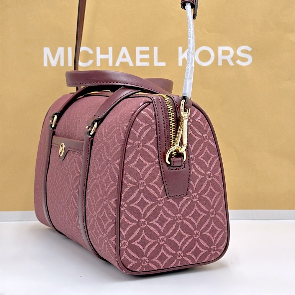 MICHAEL KORS JST TRAVEL MEDIUM DUFFLE SATCHEL SHOULDER CROSSBODY BAG MK OXBLOOD - Picture 8 of 15